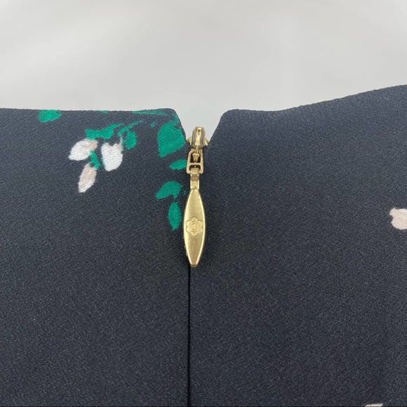 DRAPER JAMES Dress Black Floral Printed Crepe V-Neck Dress Party Cocktail SZ 10 - Picture 12 of 15